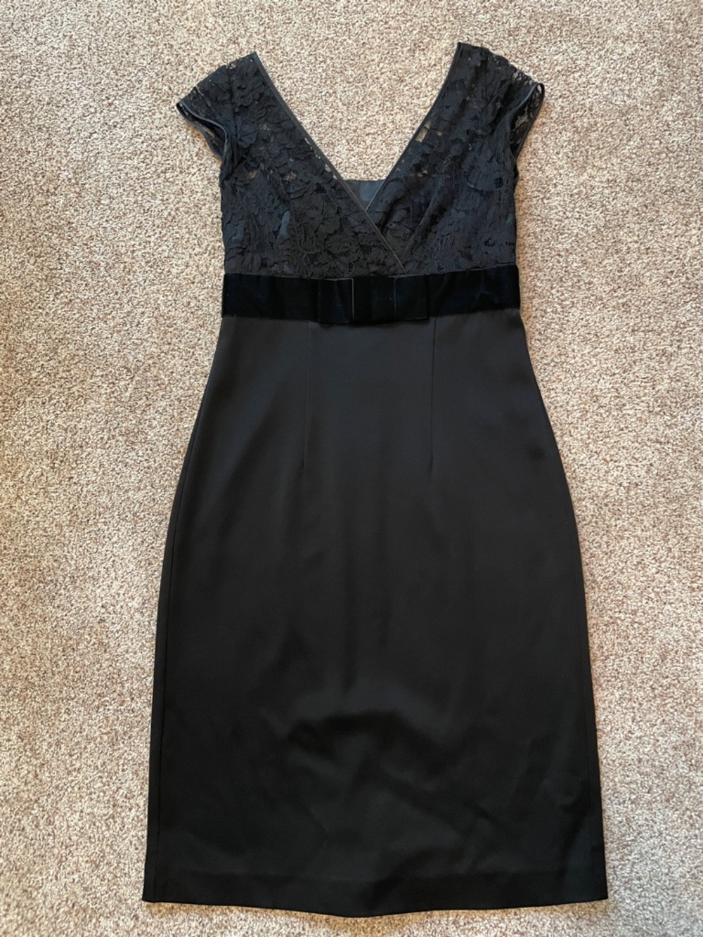 VTG Banana Republic Black Lace-Trim Satin Empire Dress
